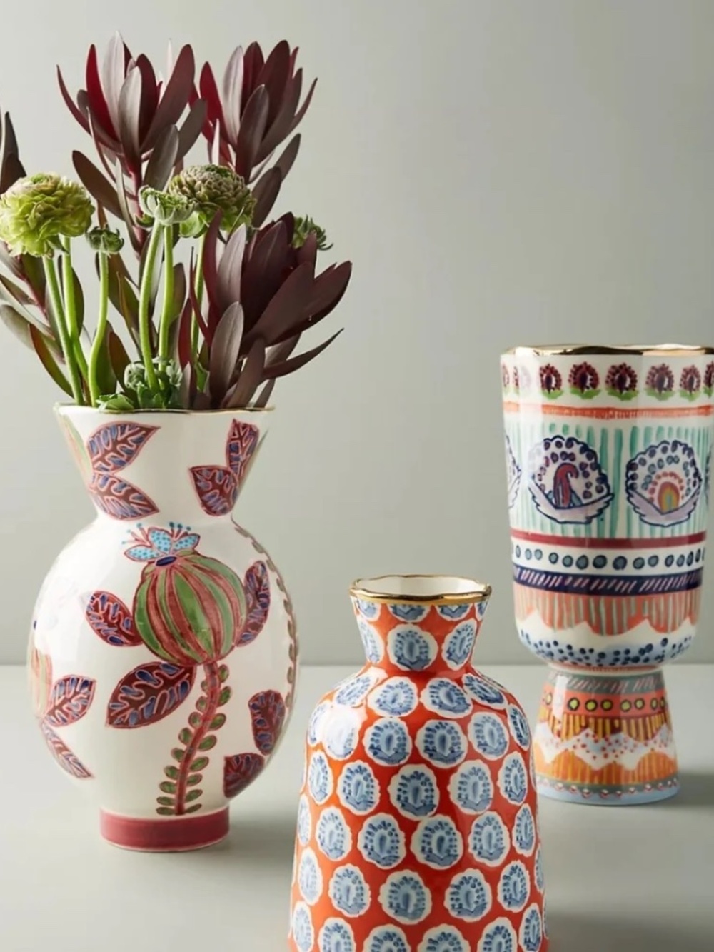 NIB Anthropologie Handpainted Elza Floral Vase - Picture 3 of 3